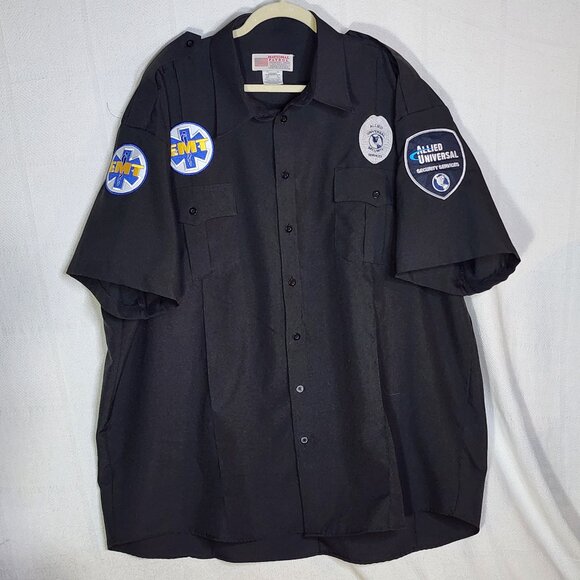 National Patrol Permanent Press Black SS Allied Universal EMT Work Shirt 19-19.5 - Picture 1 of 16